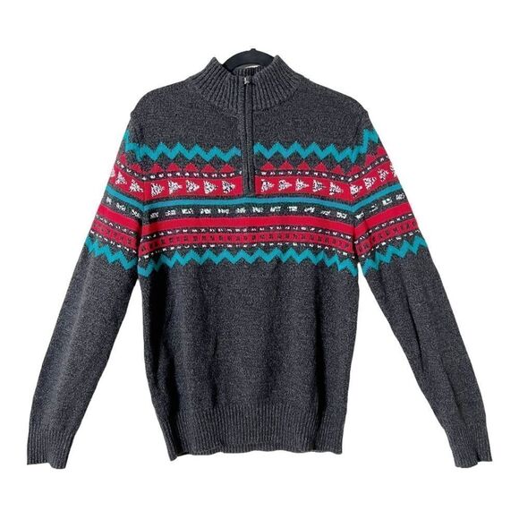 Urban Pipeline Men’s Charcoal Long Sleeve 1/4 Zip Mock Neck Sweater Size Medium - Picture 1 of 9